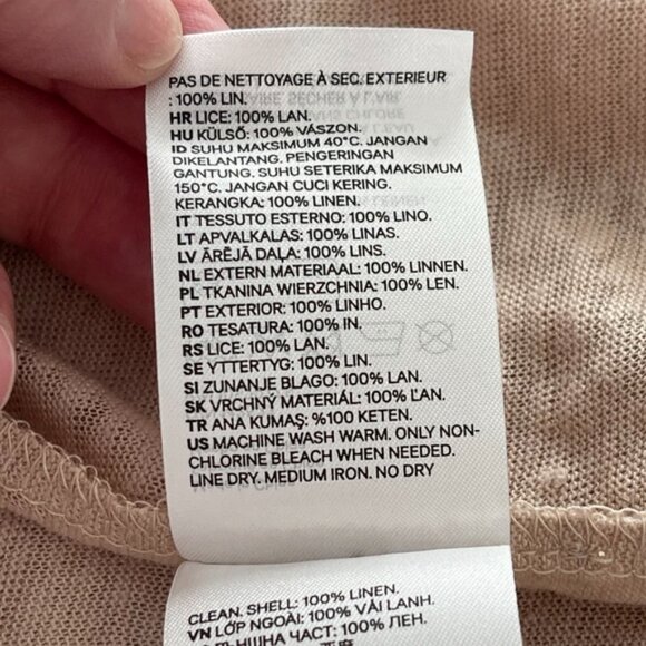 Beige H&M Women's Linen V-Neck Top - Picture 9 of 9